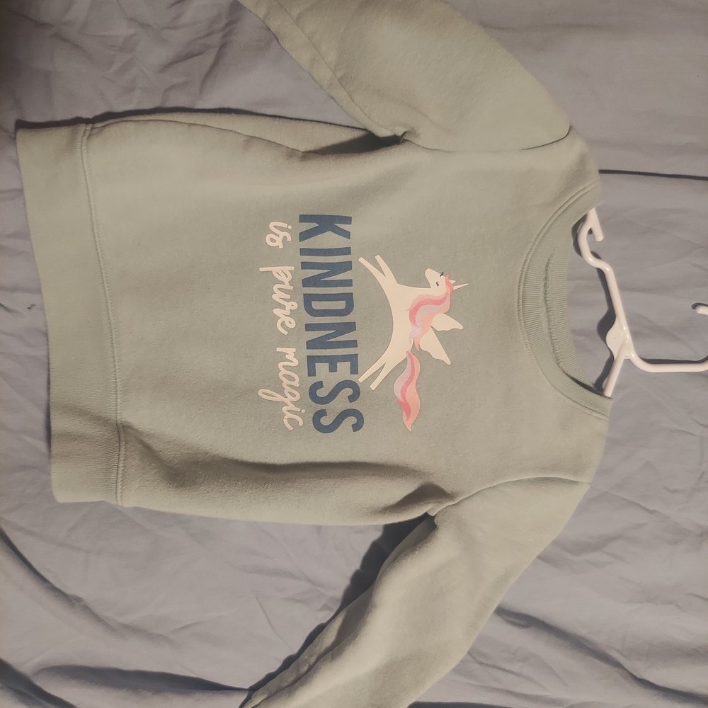 Green Sweatshirt with Unicorn Print